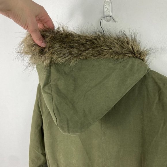 Revolve BB Dakota Army Green Faux Fur Ashland Coat Jack Size S Hood‎ Jacket NEW - Picture 11 of 13